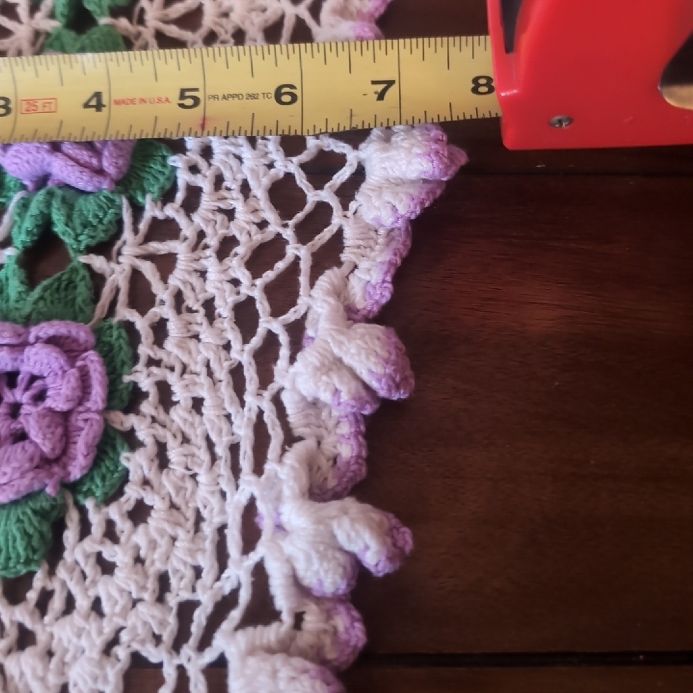 Handmade Vintage Crochet Doilies with Purple Flowers #13 - Picture 8 of 10